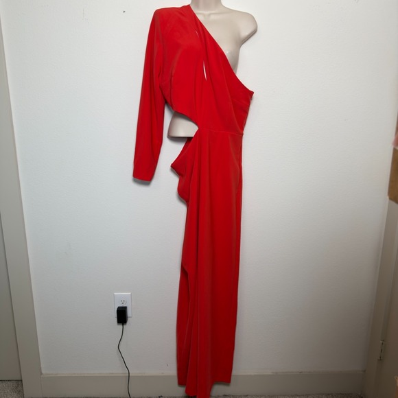 Sergio Hudson Women Jumpsuit XL One Shoulder‎ Cocktail Party Event Wide Leg Zip - Picture 2 of 11